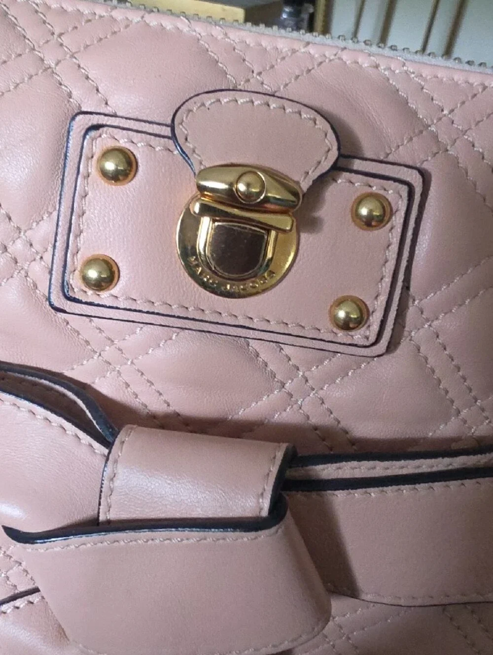 Marc Jacobs Quilted Satchel in Soft Pink with Gold Hardware